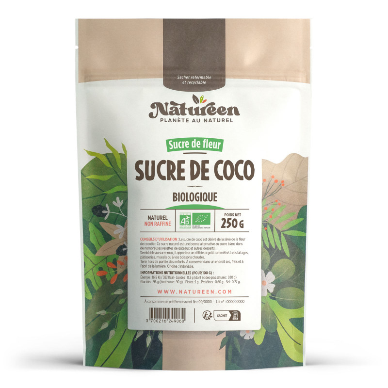Sucre de fleur de coco bio 1 kg - Sucre non raffiné