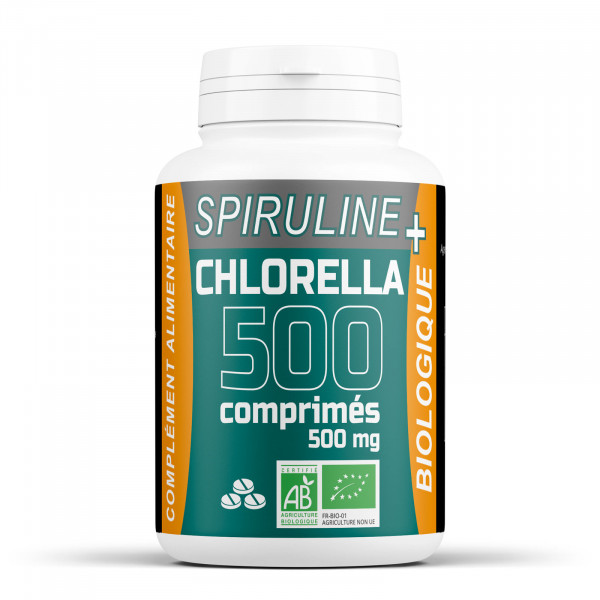Spiruline + Chlorella Bio 500mg - 500 comprimés