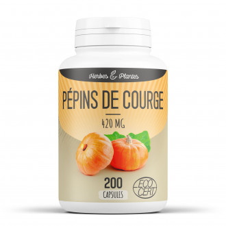 Pépins de Courge Ecocert - 420 mg - 200 capsules - Herbes & PLantes