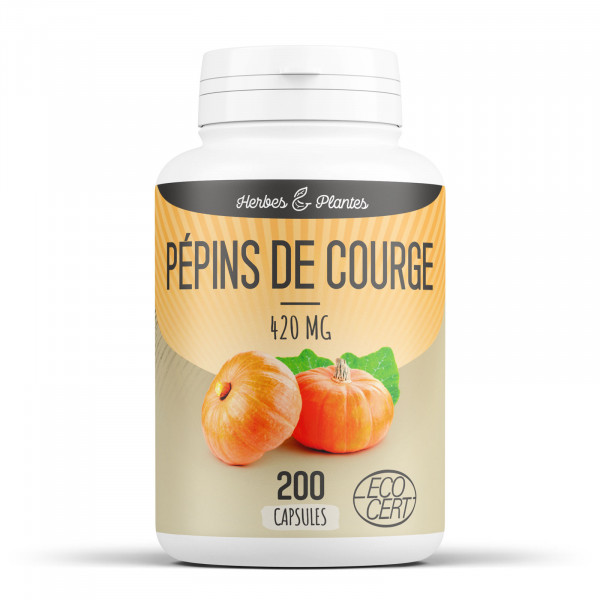 Pépins de Courge Ecocert - 420 mg - 200 capsules - Herbes & PLantes