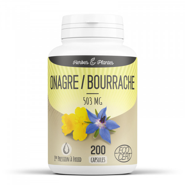 Onagre-Bourrache Ecocert - 503 mg - 200 capsules - Herbes & Plantes