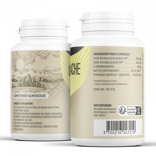 Onagre-Bourrache - 500 mg - 200 capsules - Herbes & Plantes