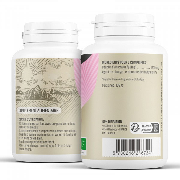 Artichaut Bio - 400 mg - 200 comprimés - Herbes & Plantes