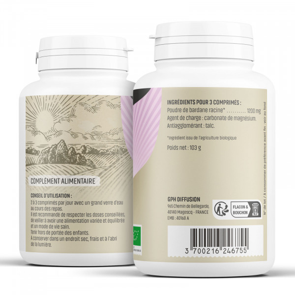 Bardane Bio - 400 mg - 200 comprimés - Herbes & Plantes