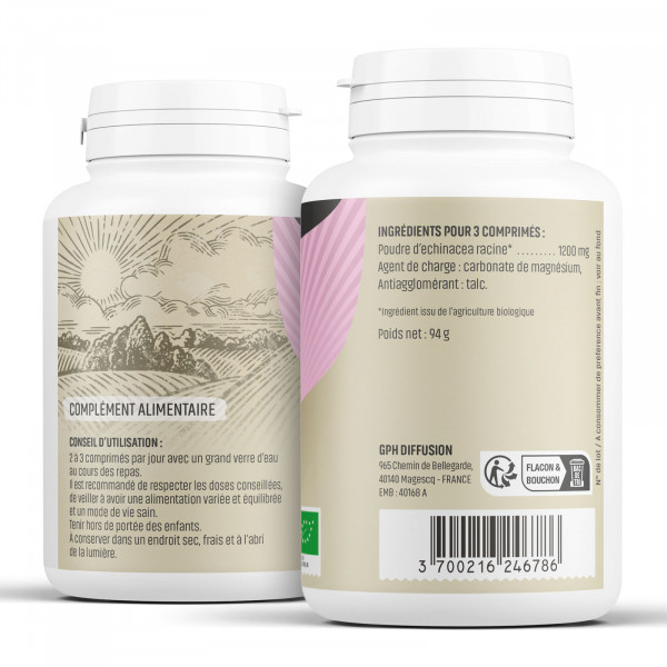 Echinacea Bio - 400 mg - 200 comprimés - Herbes & Plantes