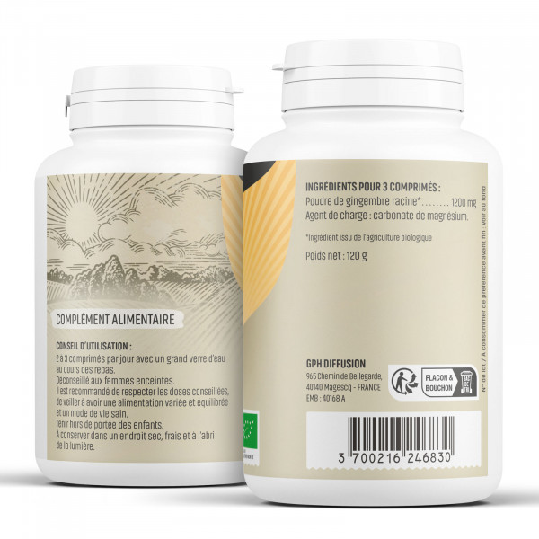 Gingembre Bio - 400 mg - 200 comprimés - H&P