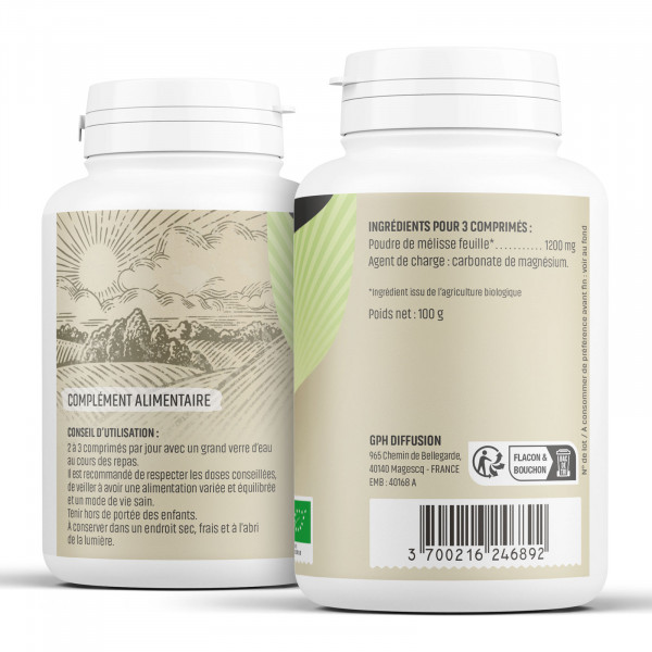 Mélisse Bio - 400 mg - 200 comprimés - H&P