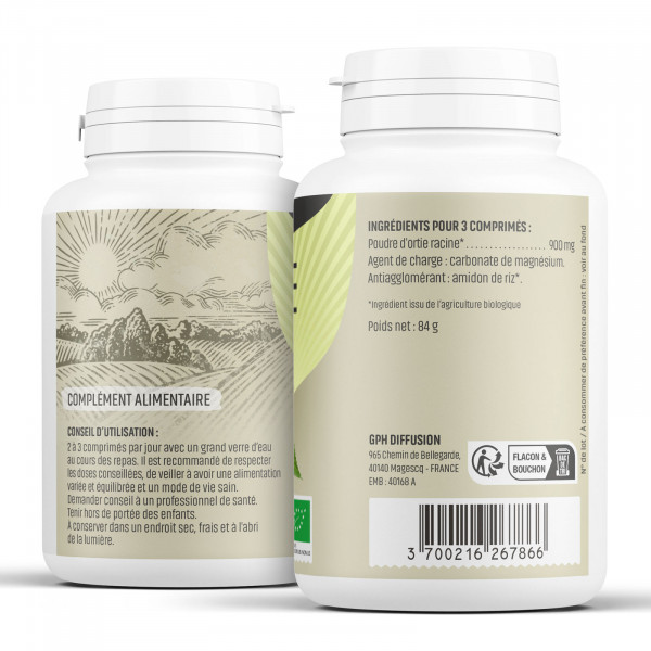 Ortie racine Bio - 300 mg - 200 comprimés - H&P