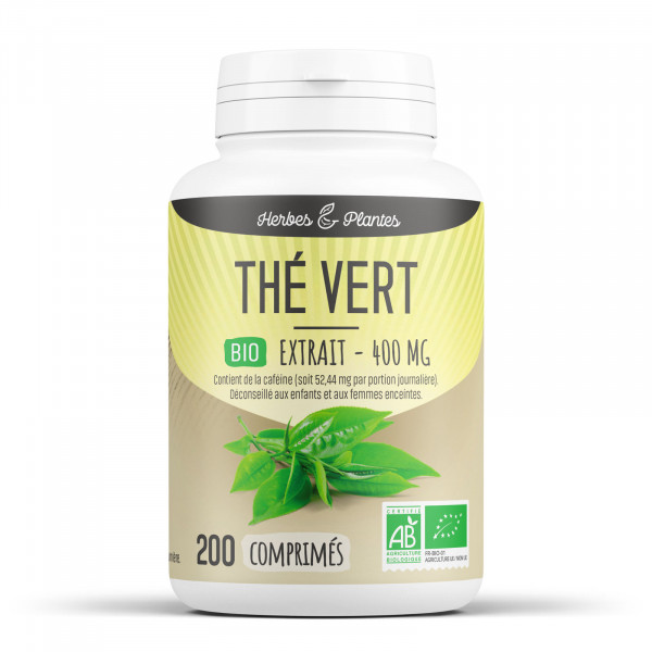 Thé vert extrait Bio - 400 mg - 200 comprimés - H&P