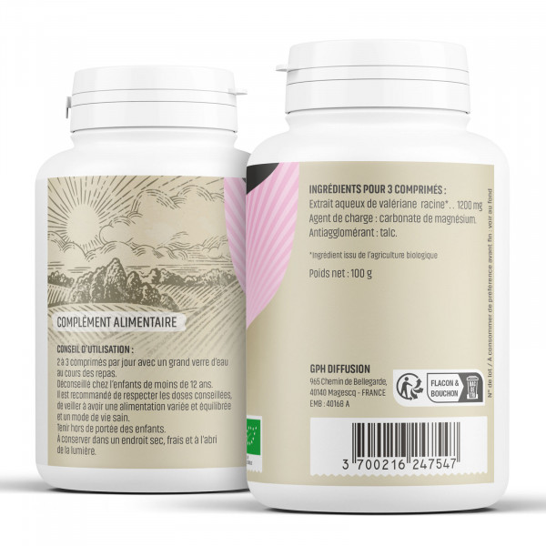 Valériane extrait Bio - 400 mg - 200 comprimés - H&P