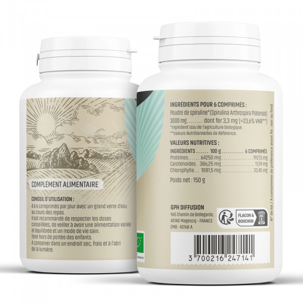 Spiruline Bio - 500 mg - comprimés - H&P