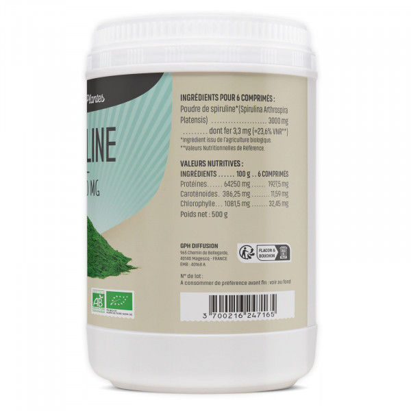 Spiruline Bio - 500 mg - comprimés - H&P