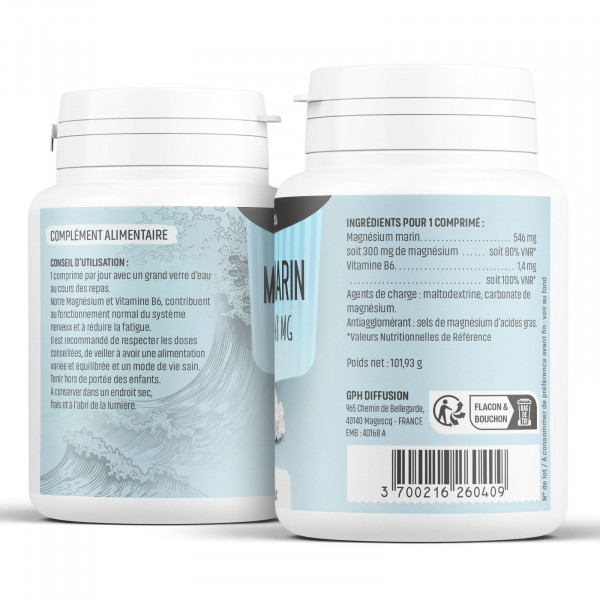 Magnésium marin + Vitamine B6 - 548 mg - comprimés - H&P