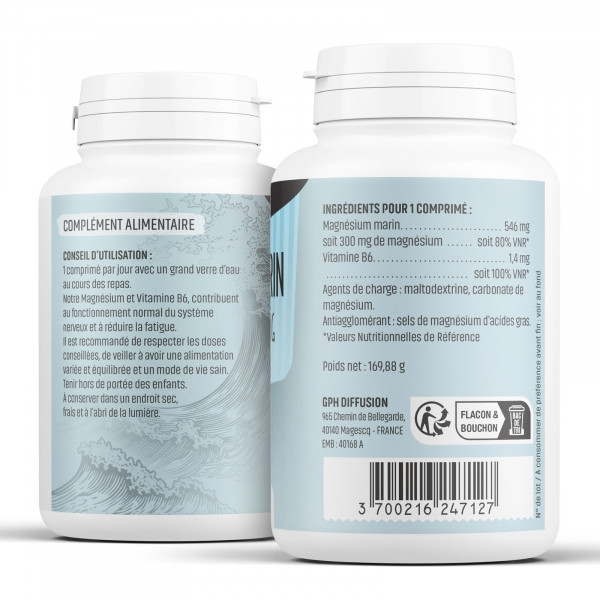 Magnésium marin + Vitamine B6 - 548 mg - comprimés - H&P