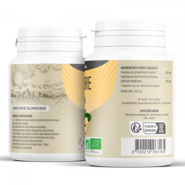 Gingembre Bio - 250 mg - Gélules végétales