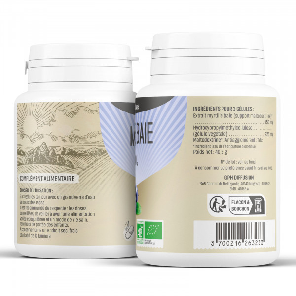 Myrtille baie Bio - 250 mg - Gélules végétales