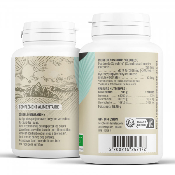 Spiruline Bio - 400 mg - 180 gélules végétales