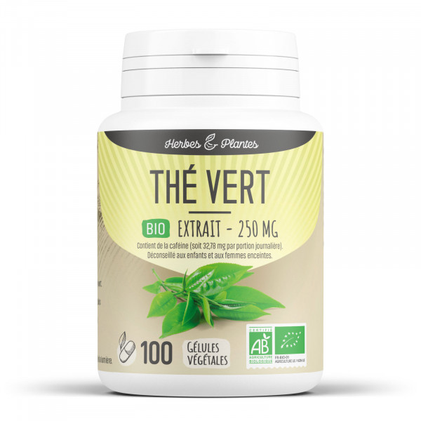 Thé vert Bio - extrait aqueux - 250 mg - Gélules végétales