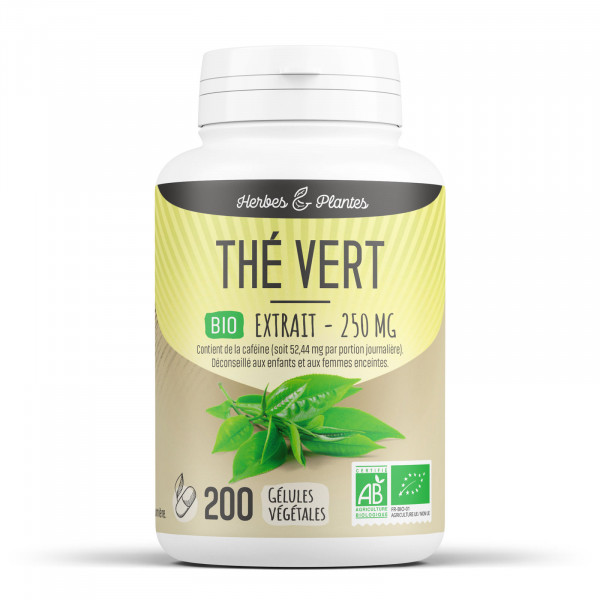 Thé vert Bio - extrait aqueux - 250 mg - Gélules végétales