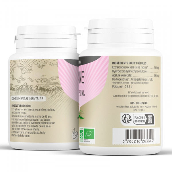 Valériane Bio - extrait aqueux - 250 mg - Gélules végétales