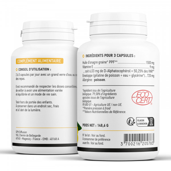 Onagre Ecocert - 503 mg - 200 capsules marines