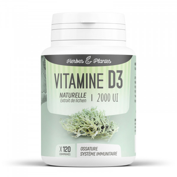 Vitamine D3 Naturelle - 2000 UI - 120 Comprimés