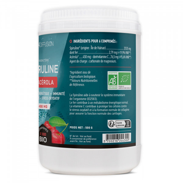 SPIRULINE + ACEROLA BIO - 498mg - 300 comprimés