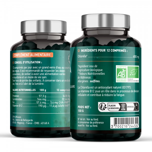 Chlorella Bio - 500 mg - 300 comprimés