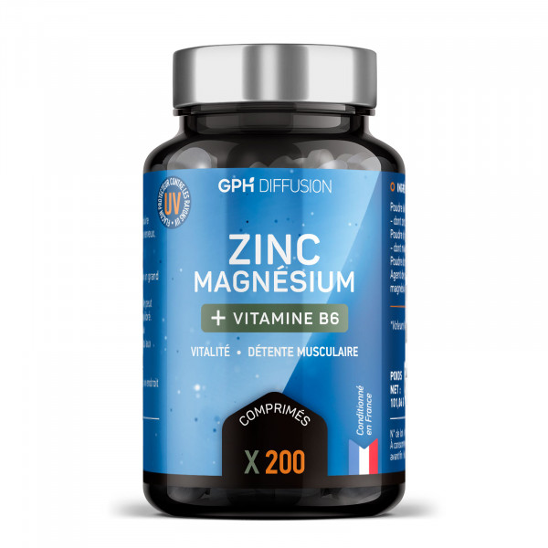Magnésium + Zinc + B6 - 200 Comprimés