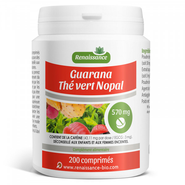 Guarana Nopal Thé Vert - 470 mg - 200 Comprimés