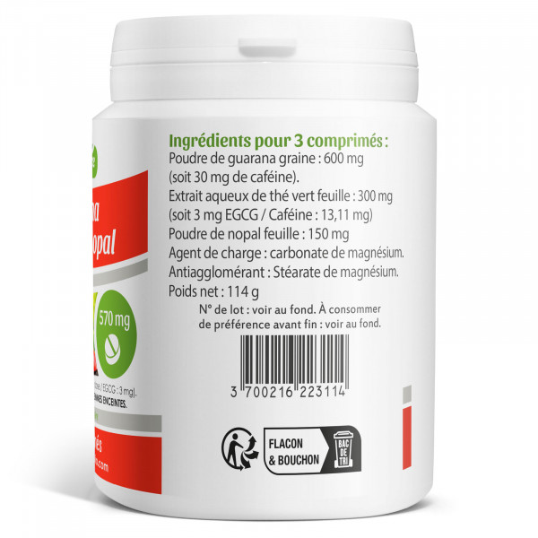 Guarana Nopal Thé Vert - 470 mg - 200 Comprimés