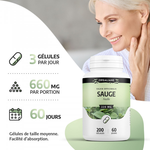 Gélules de Sauge - 220 mg - 200 gélules