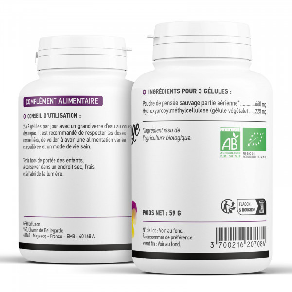 Pensée sauvage bio 200 gelules végétales à 220mg