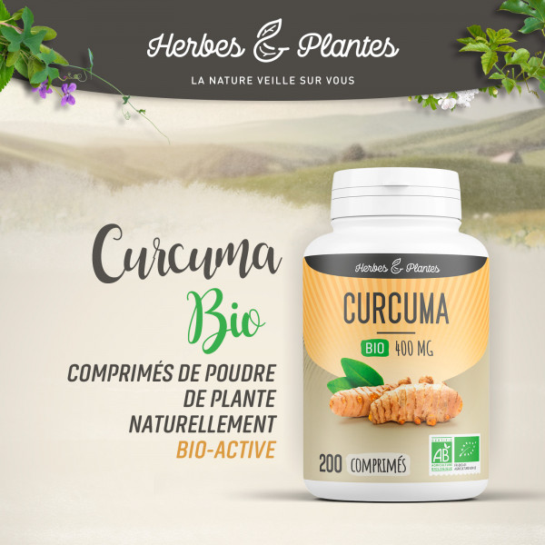 Curcuma Bio - 400 mg - 200 comprimés - Herbes & Plantes