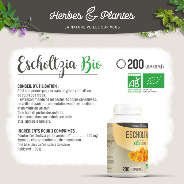 Escholtzia Bio - 300 mg - 200 comprimés - H&P