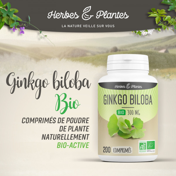 Ginkgo biloba Bio - 300 mg - 200 comprimés - H&P