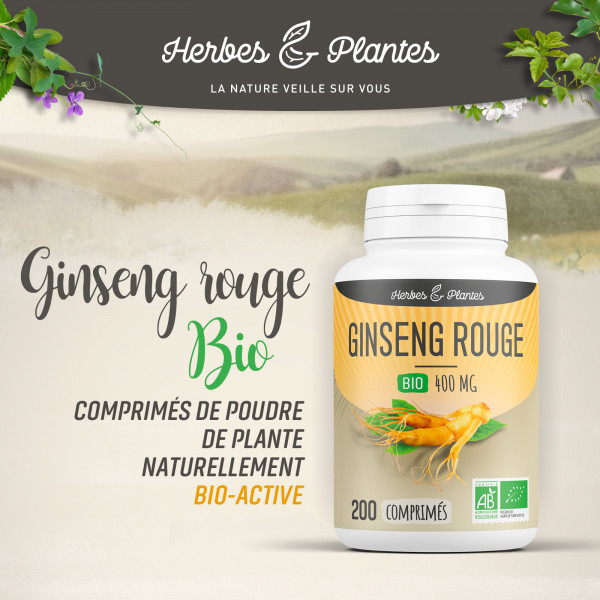 Ginseng Rouge Bio - 400 mg - 200 comprimés - H&P