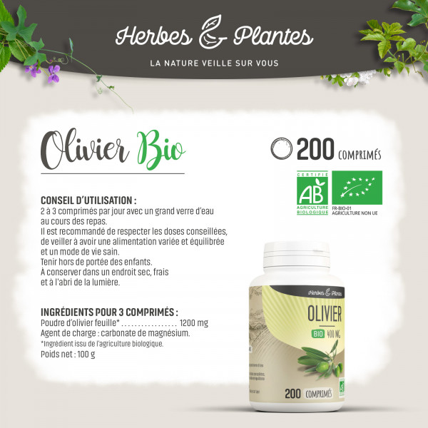 Olivier Bio - 400 mg - 200 comprimés - H&P