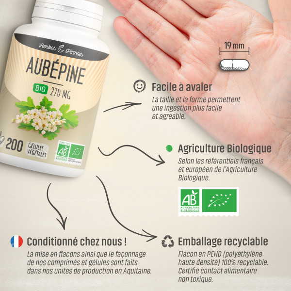 Aubépine Bio - 270 mg - Gélules végétales
