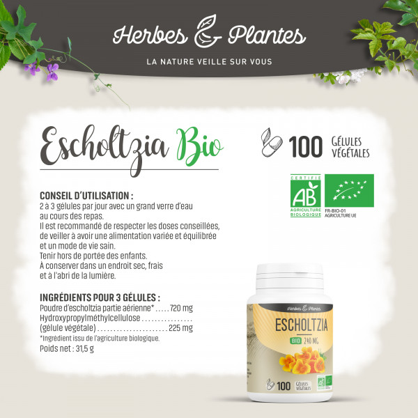 Escholtzia Bio - 240 mg - Gélules végétales