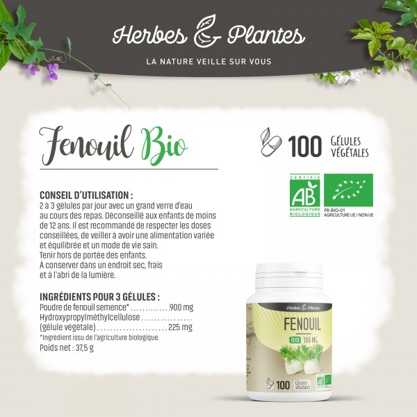 Fenouil Bio - 300 mg - Gélules végétales