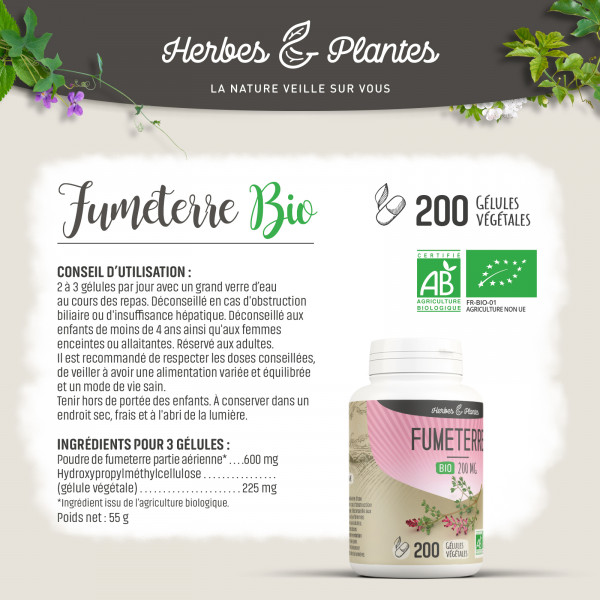 Fumeterre bio -200 gélules végétales 200mg