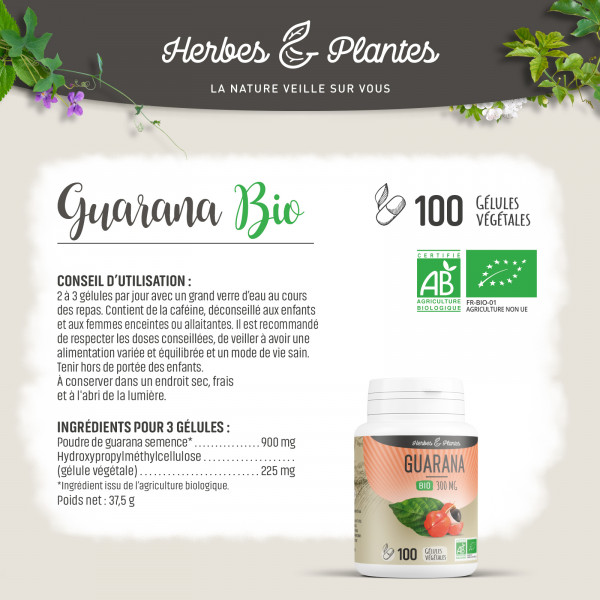 Guarana Bio - 300 mg - Gélules végétales
