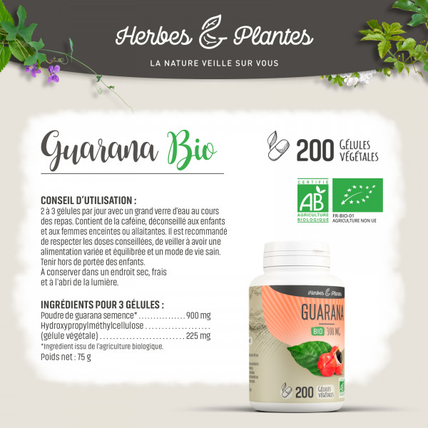 Guarana Bio - 300 mg - Gélules végétales