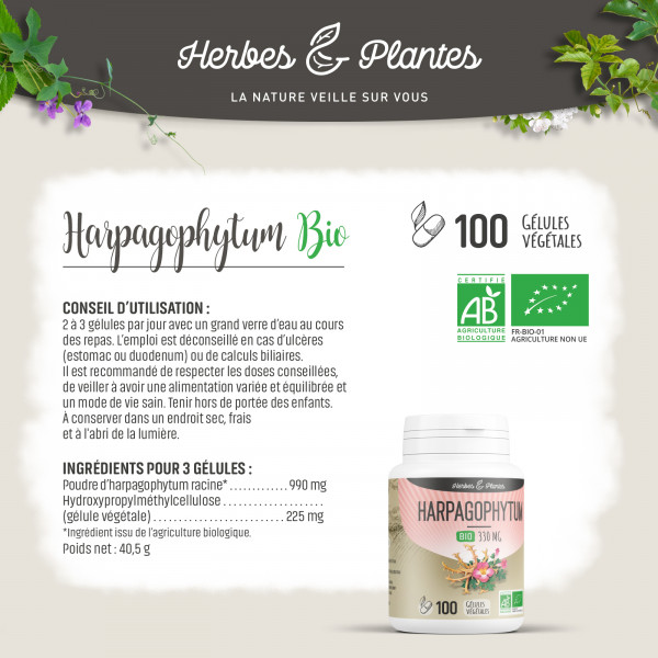 Harpagophytum Bio - 330 mg - Gélules végétales