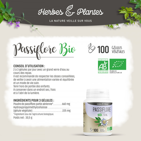 Passiflore Bio - 230 mg - Gélules végétales