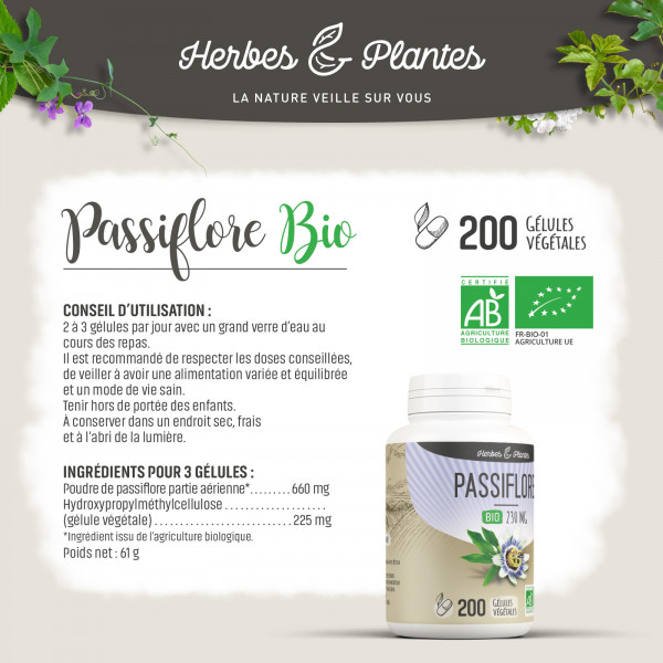 Passiflore Bio - 230 mg - Gélules végétales