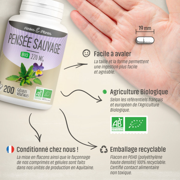 Pensée sauvage Bio - 220 mg - Gélules végétales