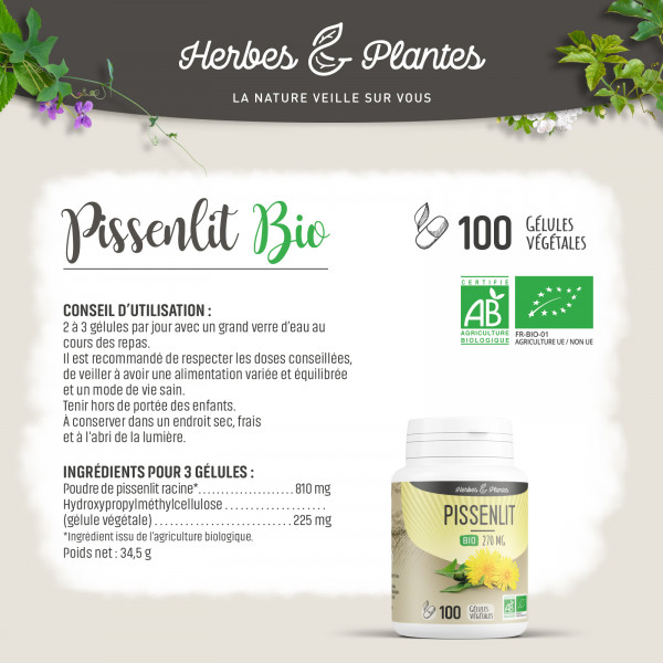 Pissenlit Bio - 270 mg - Gélules végétales