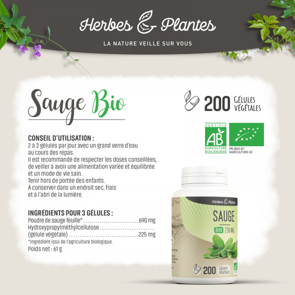 Sauge Bio - 230 mg - Gélules végétales